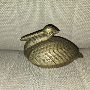 Brass Pelican Trinket Box Vintage